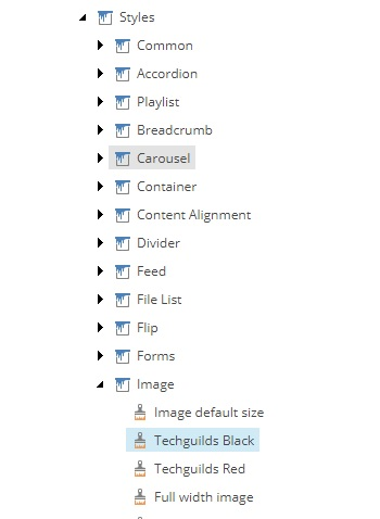 Style items underneath Component item in content tree