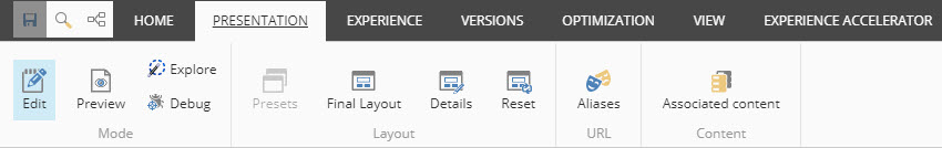 Experience Editor Presentation Tab