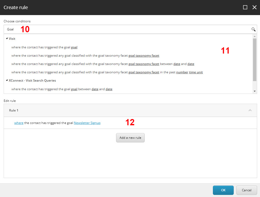 Under session Edit rule, specify all the parameters of your selected conditions 2