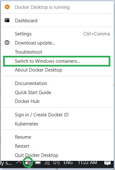 Switch docker to windows container