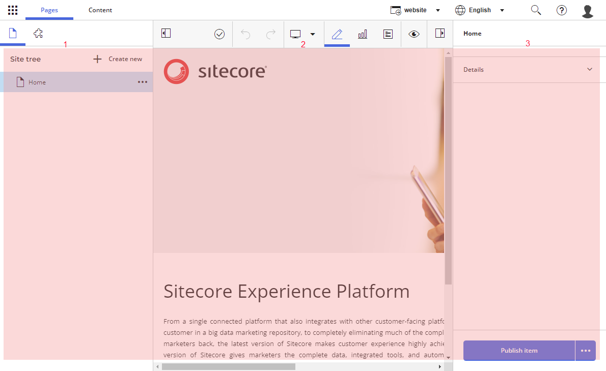 Page editor in Sitecore Horizon