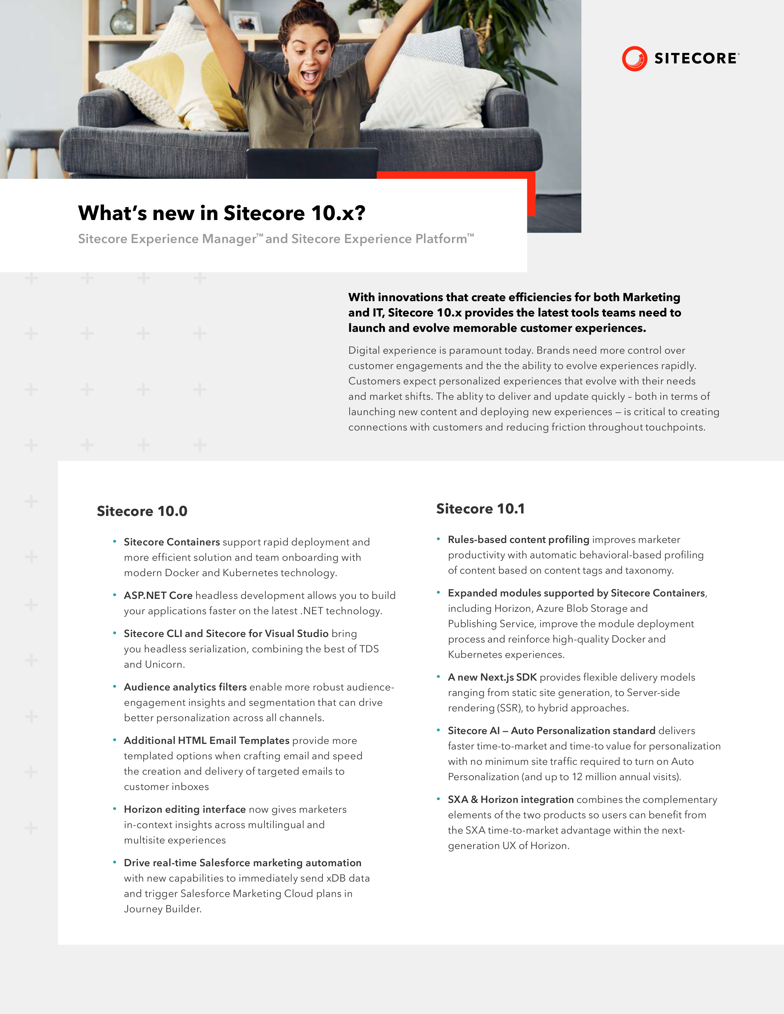 Data sheet of what is new in Sitecore 10.x
