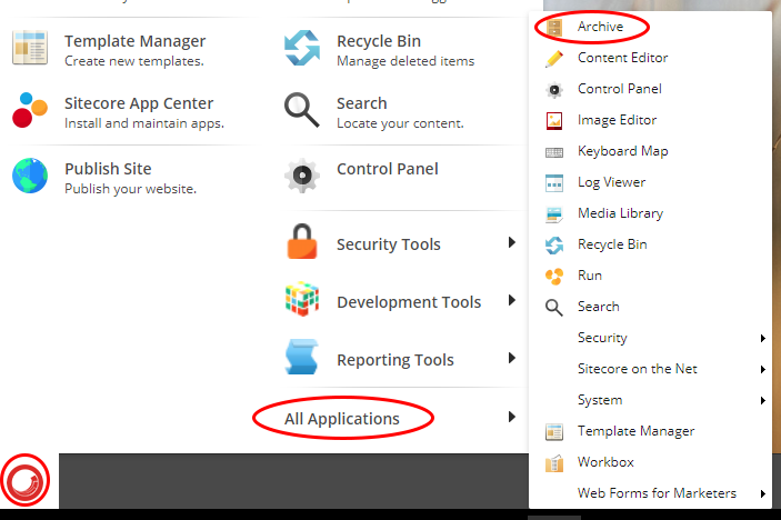 All Applications menu option