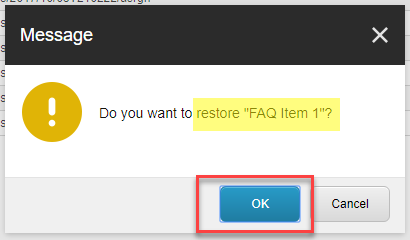 Sitecore Recycle Bin - confirm restoration of item