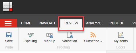 Content Reminder click Review menu