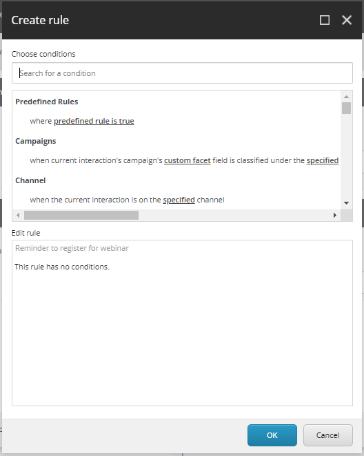 Create rule dialog box