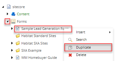 Duplicate the Sitecore form