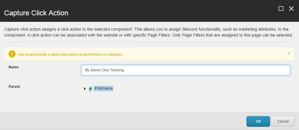 Step 5 Capture Click Action dialogue box