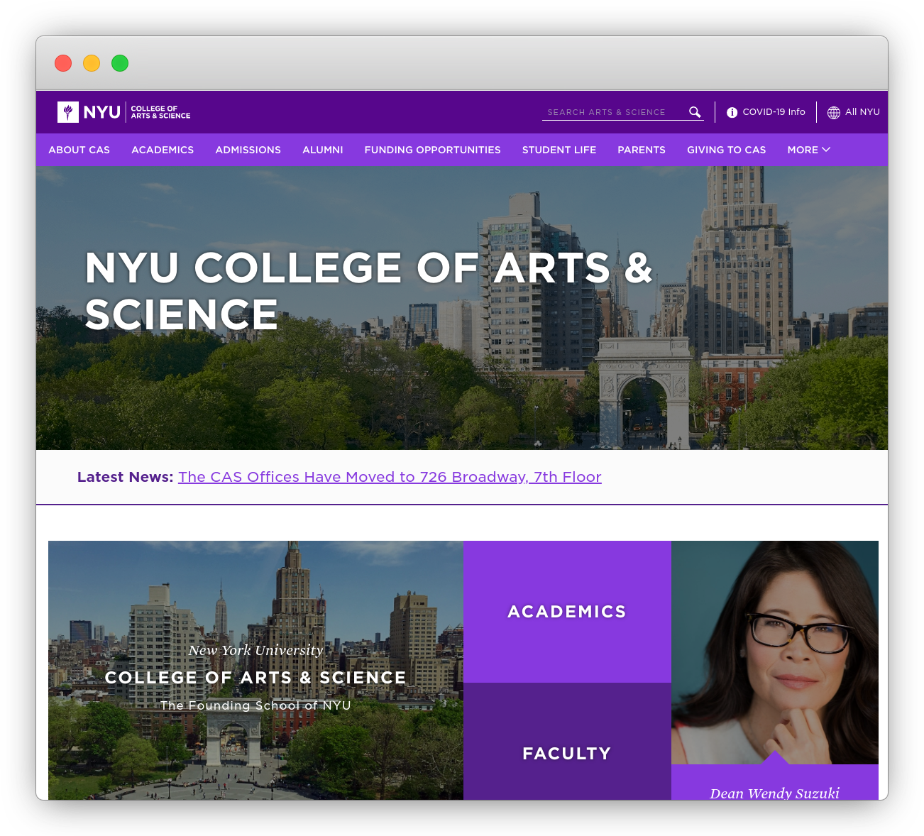 Screenshot from CAS-NYU website