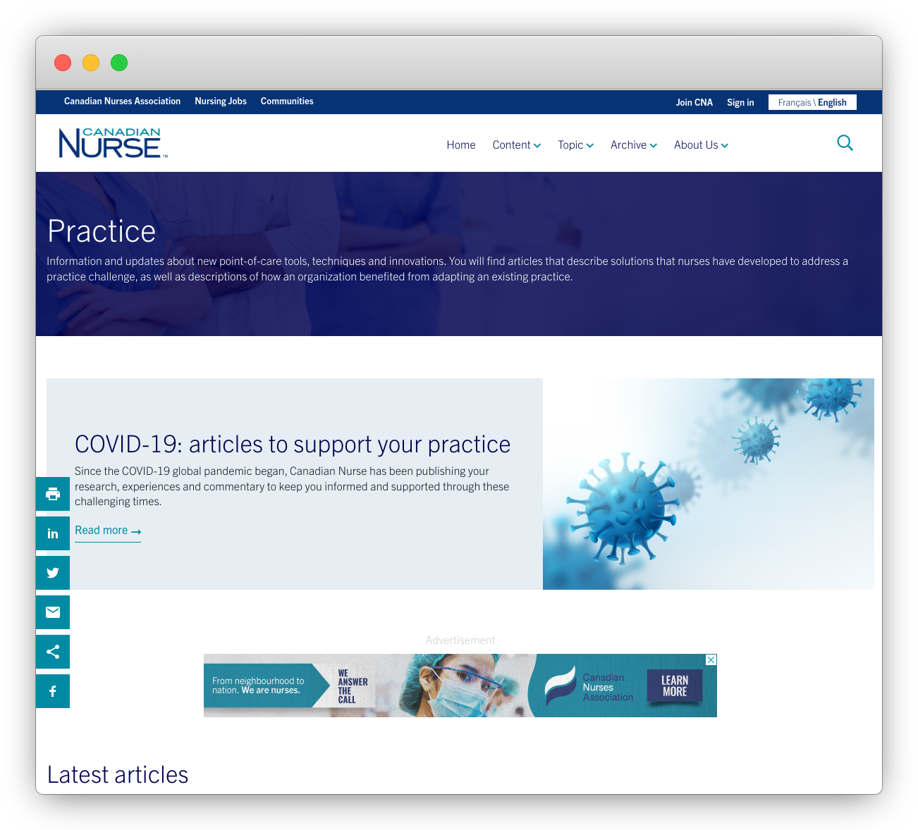 Screenshot from CNA's website