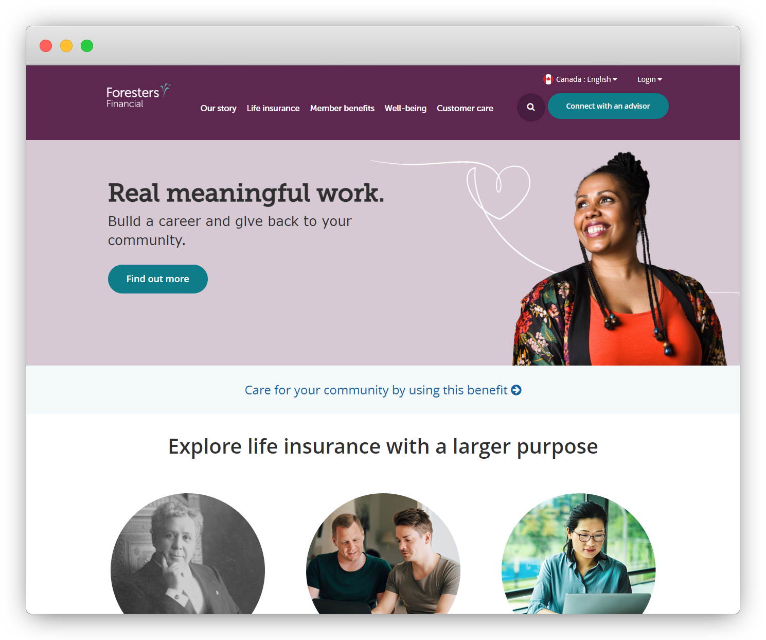 Screenshot from Foresters' website