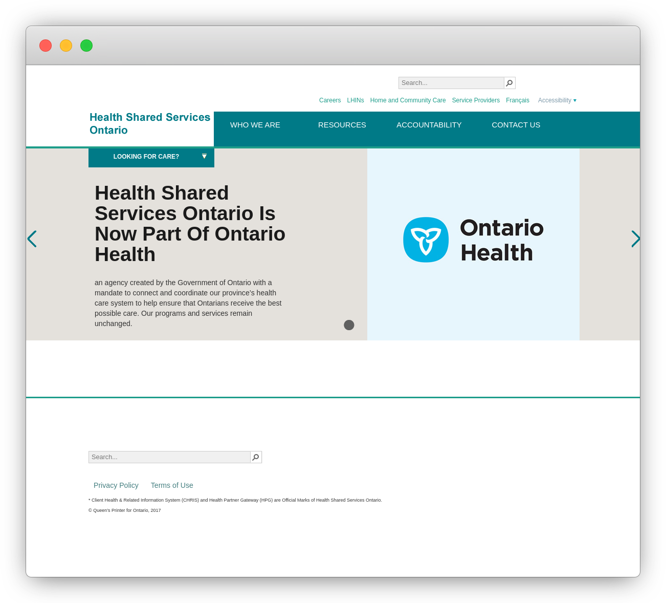 Screenshot from LHIN's website